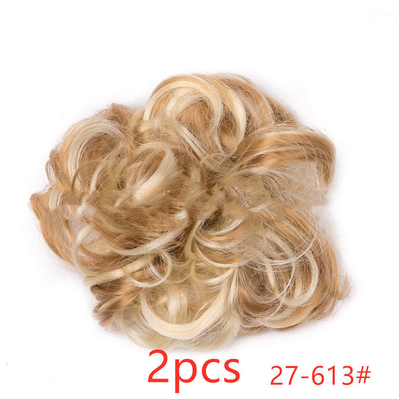 Europe, Japan, and South Korea popular hair bun fluffy natural drawstring curly hair ball head hair ring hair set female hair accessories chemical fiber hair Europe, Japan, and South Korea popular hair bun fluffy natural drawstring curly hair ball head hair ring hair set female hair accessories chemical fiber hair